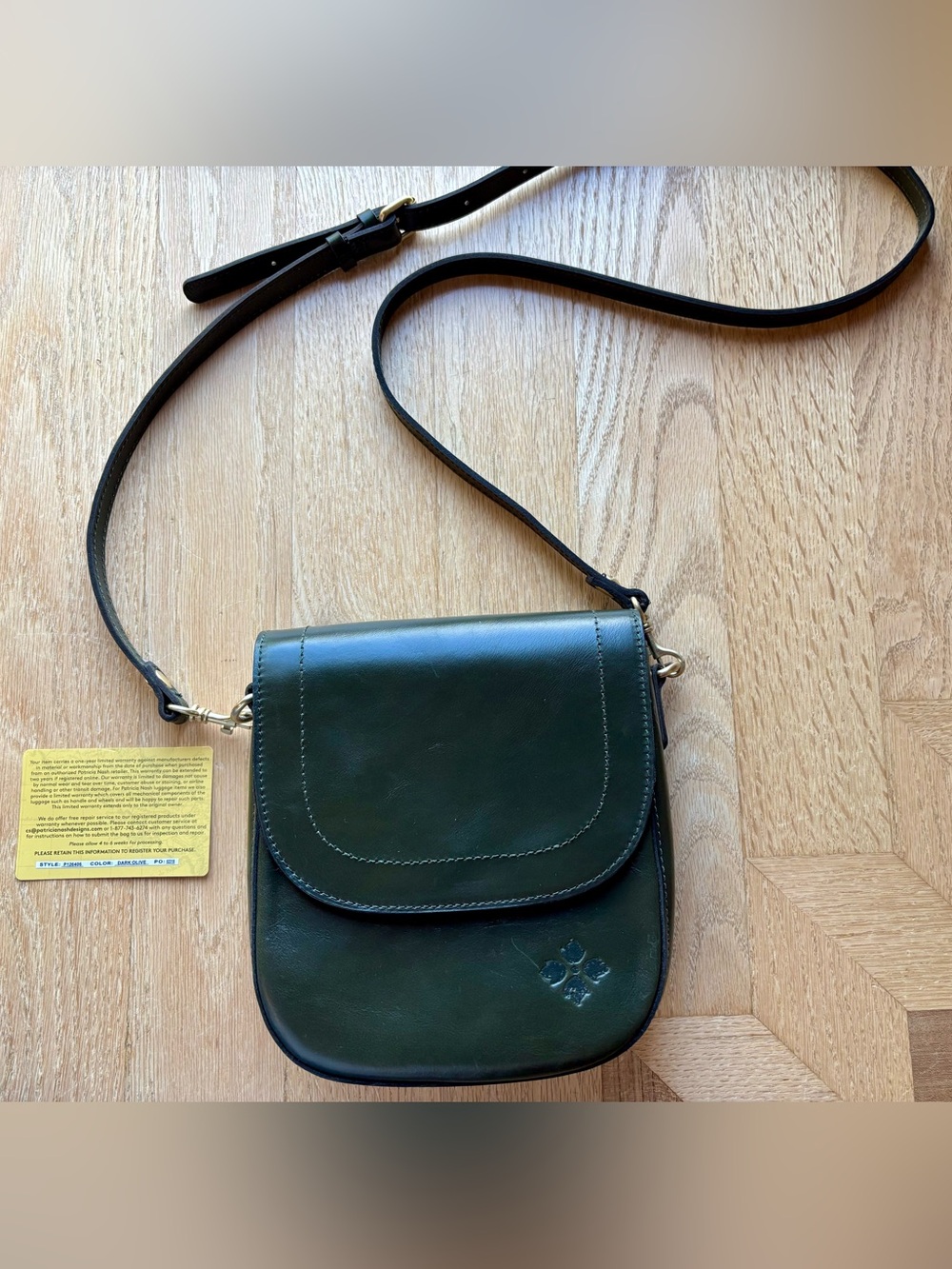 Patricia Nash Perrone Leather Crossbody Bag Dark Olive Green P126406